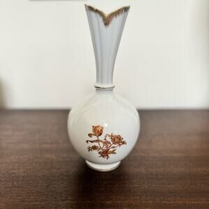 VTG Royal Kendall Porcelain Fine China Bud Vase Gold Trim Flowers Victorian